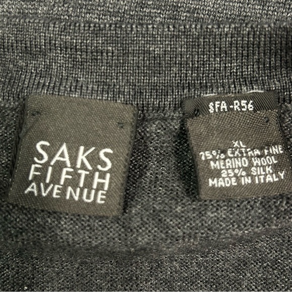Vntg Saks Fifth Avenue Sweater Vest XL Pullover V Neck Wool Silk Blend Gray - Picture 4 of 8